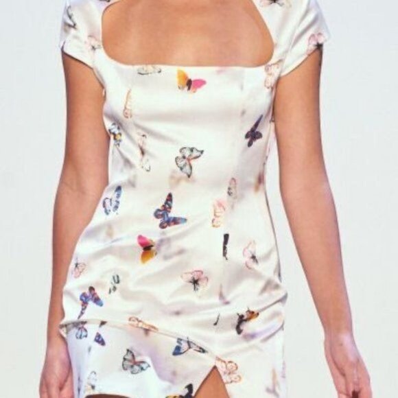 NWT Kim Shui White Butterfly Silk Mini Dress - Picture 6 of 10